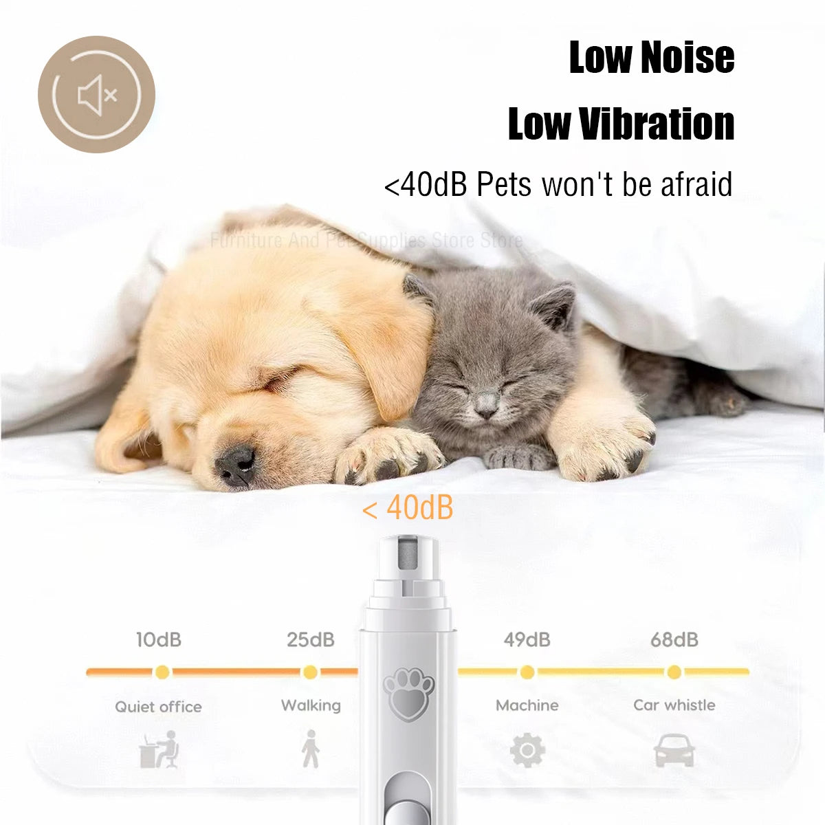 Electric Dog Nail Grinder Pet Nail Clipper USB Rechargeable Pet Nail Trimmers Painless with Polisher Wheel for Small/Large Pets